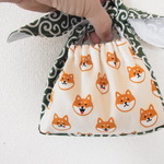 ※オーダー品　kyororo0813様　おにぎり袋（柴犬　唐草模様　緑）