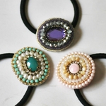 ビーズ刺繍ヘアゴム◇３点セット