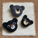 黒くまちゃんの飾りボタン3個セット