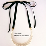 【送料無料】コットンパールグラデーションネックレス（black）