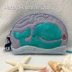 恋するクジラのラウンドポーチ　ハワイアンキルト③