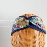 【再販】リバティプリント×ネイビーニットの３wayクロスヘアバンド