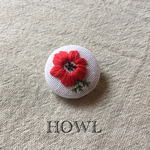赤いアネモネ 刺繍ブローチヘアゴム