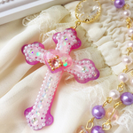  ロザリオネックレス♡マゼンタ