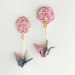 水引×鶴ピアス/イヤリング＊ピンク