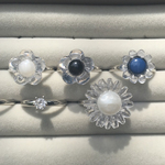 【ネイビー】flower clear ring