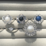 【ブラック★ホワイト】flower clear ring