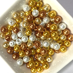 【約100個】ガラスパール6mm   アソート    ゴールド＆ブロンズ系 ♡