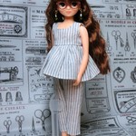 リカちゃん＊セットアップ　水色ストライプ