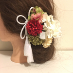 和装髪飾り(白系小花