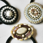 ビーズ刺繍ヘアゴム◇３点セット