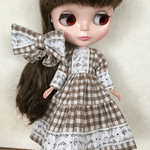 ドール服 長袖ワンピとリボンシュシュ2点セット