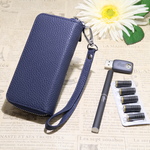 プルームテック 専用 レザー風 ジッパー 06 ダークネイビー ケース Ploom TECH 電子タバコ 収納