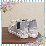 サイズ欠けSALE【L】お花いっぱいハイカットスニーカー/ネイビー