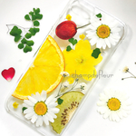 フレッシュオレンジとキウイさくらんぼの押し花iPhoneケース