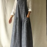 リネンダンガリーのサロペットガウチョ