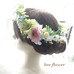 ガーベラと小花の花かんむり
