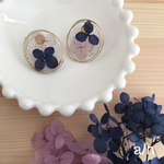 《再販》ネイビー*パープルあじさい×ワイヤーピアス/イヤリング