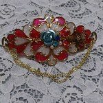 ステンドグラス風のバレッタ（薔薇と蝶々）