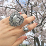 【再販開始】white turquoise silver heart ring