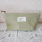 ファスナーポーチ☆green☆linen