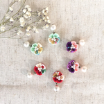 つまみ細工♡コットンパールピアス