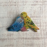 仲良しインコのブローチ