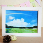 油絵原画『虹』　額縁付き