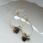 コットンパールとチェコガラスのフープピアス