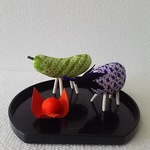 ちりめん  お盆  馬&牛  お供えもの(B)