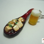 麻婆豆腐とビールのキーホルダー