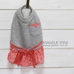 犬服・オーダー可　pinkスカート＆ウエストリボン付ワンピ