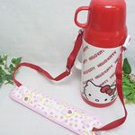 ●水筒の紐カバー、ベルトパッド（いちごフラワー）