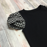 おすましパフＴ　黒チェック×黒【パフスリーブＴシャツ】