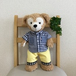 ダッフィー　シャツ＆パンツ（紺と白のチェック）