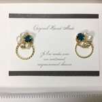 【再販】ビジュー✳︎リングピアス【ブルー】