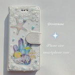 夏の新作天然石のiPhoneケース♡青い珊瑚礁♡手帳型ケース ブック型ケース