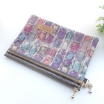 ★LIBERTY　Ian Rhodes イアン・ローズ　アイリッシュパープル　ビニコのwファスナー・ポケット付きポーチ　サイズｗ21×ｈ15cm　◆お薬手帳ケースにも♪