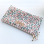 【再販】LIBERTY　Celandine　セランダイン　J14C(ペールピンク系)   　ビニコのぺたんこポーチ　★通帳ポーチ、ペンケースに♪