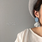 くるみボタンピアス+タッセル