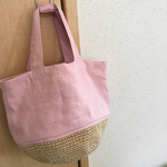 【再販】麻ひも×リネン コンビトートバッグ ローズ