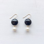 淡水真珠：pearl×coin stone pierce[K14GF]