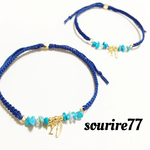 ターコイズ★フェザーイニシャル【bracelet＆anklet】