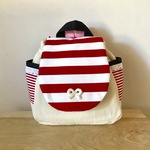 【受注製作】名入れ ベビー リュック（赤ボーダー×生成り）