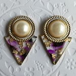 パールと三角　ピアス　イヤリング