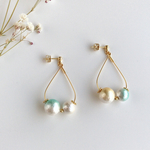 drop hoop mermaid＊グラデーションコットンパールピアス／イヤリング