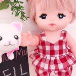赤♡ギンガムチェックのセット パンツ、トップス  メルちゃん