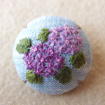 アジサイ(紫陽花)刺繍ブローチ