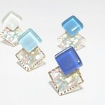 硝子＆クラッシュシェルのピアス