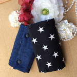 リバーシブルよだれカバー☆星柄×デニム風ガーゼ